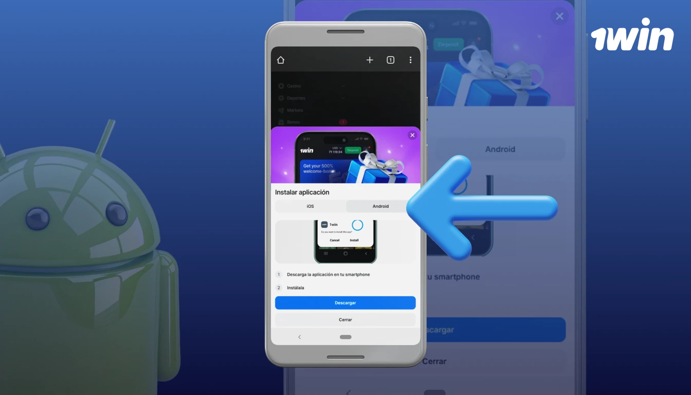 En 1win, acceden a la sección “Aplicaciones móviles” o “Descargas”